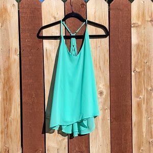 Turquoise V-neck tank top blouse